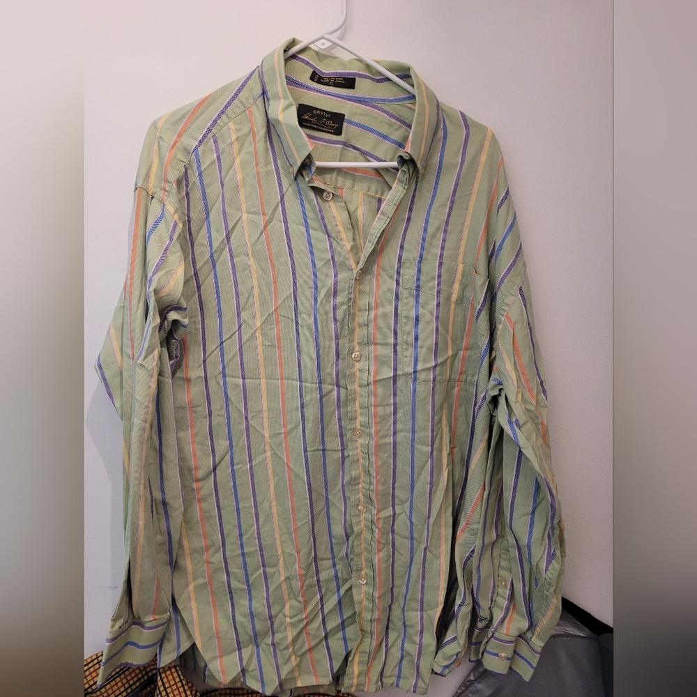 ORVIS Signature Collection Men's Striped Button Down Shirt Long Sleeve Size XL